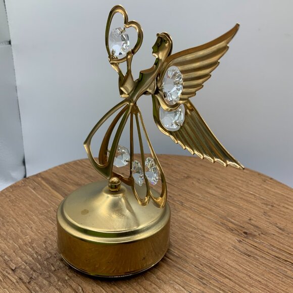 Angel Heart Vintage Austrian Crystal Gold Plated Musical - Picture 3 of 4